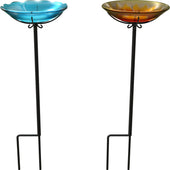 Panacea Products - Flower Glass Birdbath With Stake (Case of 4 )