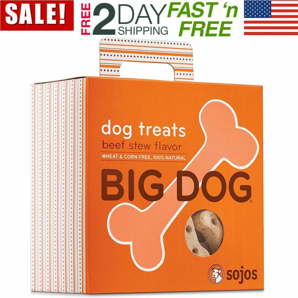 Sojos Big Dog Crunchy Natural Large Dog Treats, Beef Stew, 12-Ounce Bag