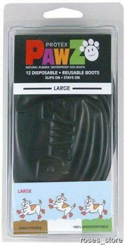 Black Rubber Dog Boots Large 12-Pack, Reusable Waterproof by PawZ