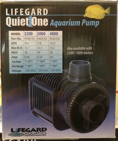 Lifegard Aquatics QuietOne 4000 1022GpH Aquarium Tank Water Pump