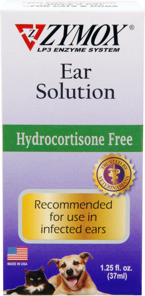 Zymox Enzymatic Ear Solution for Dogs and Cats - Hydrocortisone Free - 1.25 oz