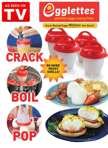 Egglettes Egg Cooker Hard Boiled Eggs without the Shell 4 Egg Cups