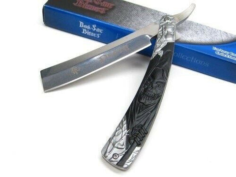 Dark Side Blades DS-016GB Black Grim Reaper Straight Shaving Razor Folding Knife
