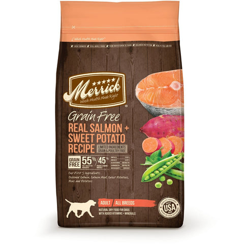 Merrick Grain Free Salmon Sweet Potato Dry Dog Food, 4 lb.