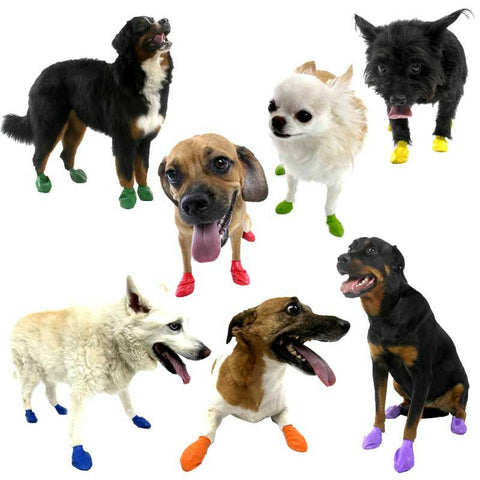 Black Rubber Dog Boots Large 12-Pack, Reusable Waterproof by PawZ