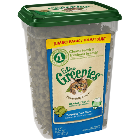 Feline Greenies Dental Treats for Cats Tempting Tuna Standard Packaging 11 oz.