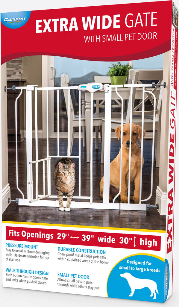 Carlson Pet Products - Carlson Extra Wide Pet Gate W/small Pet Door
