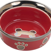 Ethical Stoneware Dish - Spot Ritz Copper Rim Cat Dish