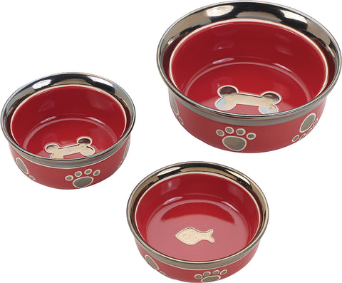 Ethical Stoneware Dish - Spot Ritz Copper Rim Dog Dish