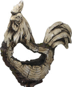 Stone Rooster Planter With Wooden Carved Finish