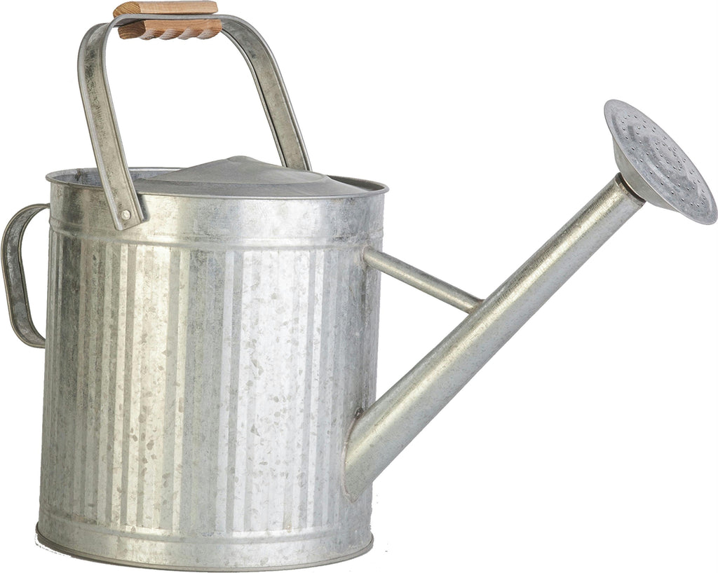 Vintage Galvanized Watering Can With Wood Handle
