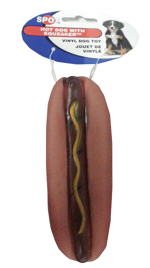 Vinyl Hot Dog With Squeaker Dog Toy