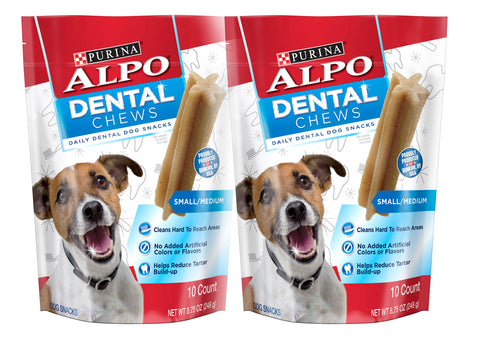 Purina Alpo Dental Chews 10 Count - Small/Medium Daily Dental Dog (Pack of 2)